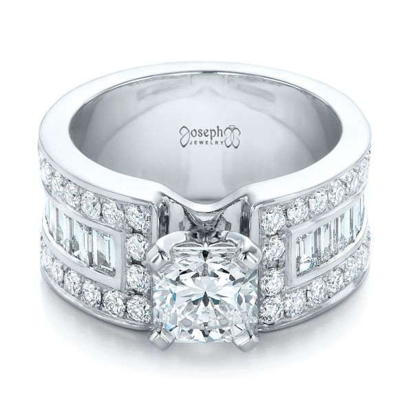 18k White Gold 18k White Gold Custom Ideal Square Diamond Engagement Ring - Flat View -  102123