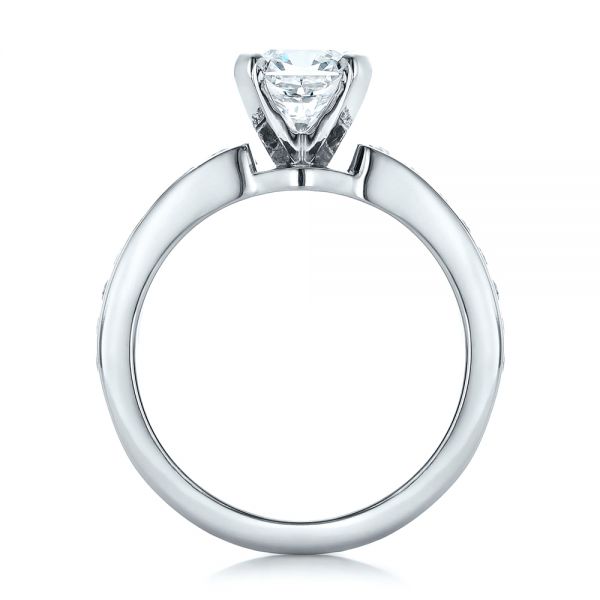  Platinum Custom Ideal Square Diamond Engagement Ring - Front View -  102123