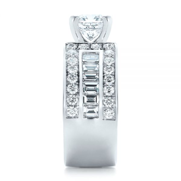 18k White Gold 18k White Gold Custom Ideal Square Diamond Engagement Ring - Side View -  102123