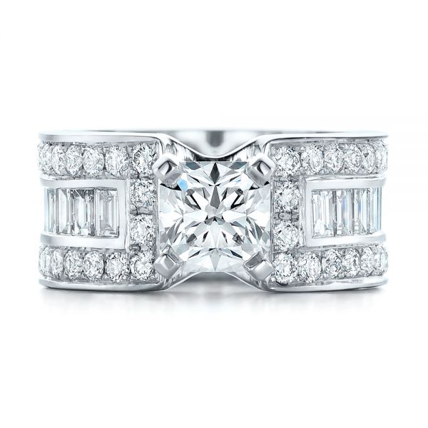  Platinum Custom Ideal Square Diamond Engagement Ring - Top View -  102123
