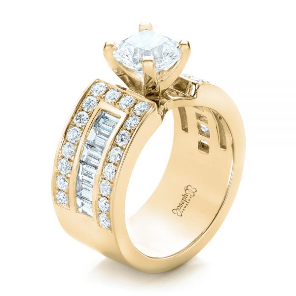 18k Yellow Gold 18k Yellow Gold Custom Ideal Square Diamond Engagement Ring - Three-Quarter View -  102123