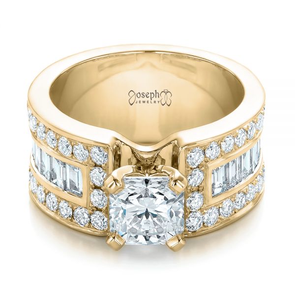18k Yellow Gold 18k Yellow Gold Custom Ideal Square Diamond Engagement Ring - Flat View -  102123