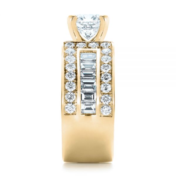 18k Yellow Gold 18k Yellow Gold Custom Ideal Square Diamond Engagement Ring - Side View -  102123