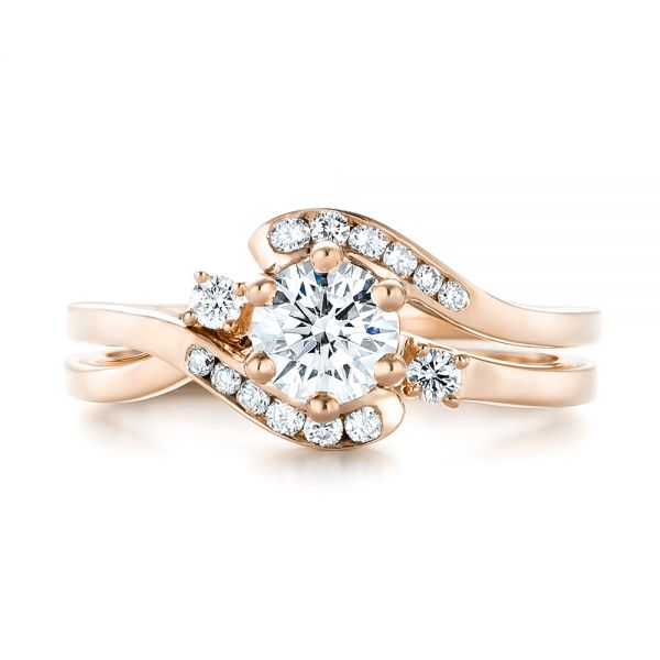 18k Rose Gold 18k Rose Gold Custom Interlocking Diamond Engagement Ring - Top View -  103441