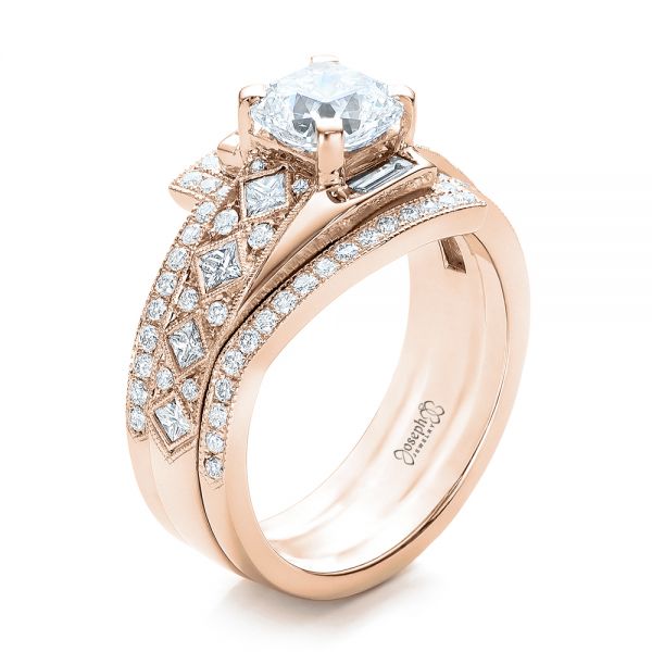 18k Rose Gold Custom Interlocking Diamond Engagement Ring 102177 Seattle Bellevue Joseph Jewelry
