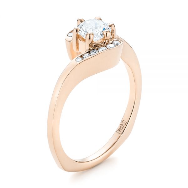18k Rose Gold 18k Rose Gold Custom Interlocking Diamond Engagement Ring - Three-Quarter View -  103441