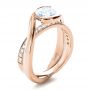 18k Rose Gold 18k Rose Gold Custom Interlocking Diamond Engagement Ring - Three-Quarter View -  1169 - Thumbnail