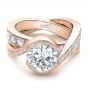 18k Rose Gold 18k Rose Gold Custom Interlocking Diamond Engagement Ring - Flat View -  100615 - Thumbnail
