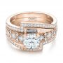 14k Rose Gold 14k Rose Gold Custom Interlocking Diamond Engagement Ring - Flat View -  102177 - Thumbnail
