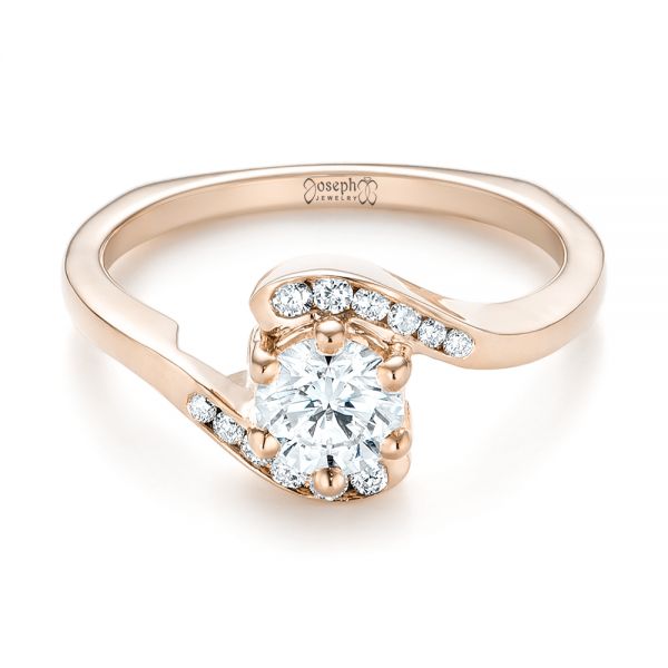 18k Rose Gold 18k Rose Gold Custom Interlocking Diamond Engagement Ring - Flat View -  103441