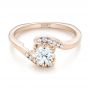 18k Rose Gold 18k Rose Gold Custom Interlocking Diamond Engagement Ring - Flat View -  103441 - Thumbnail