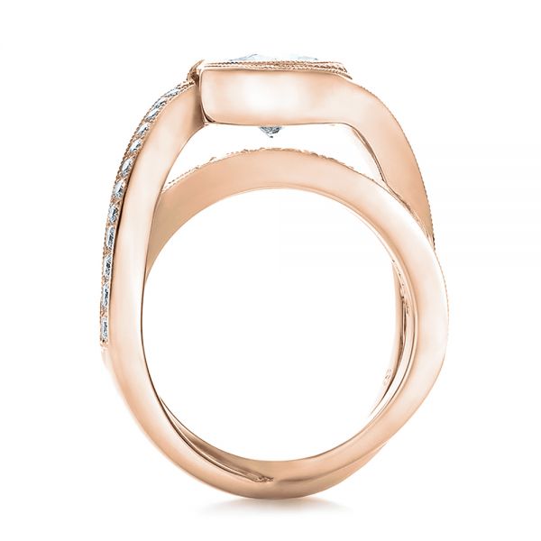 18k Rose Gold 18k Rose Gold Custom Interlocking Diamond Engagement Ring - Front View - 100615