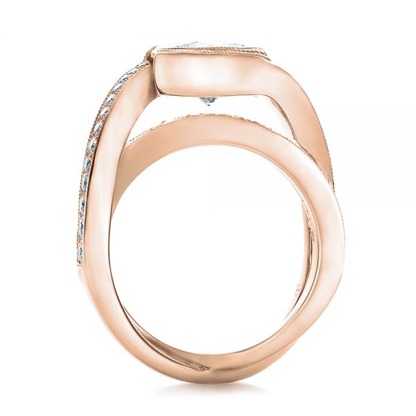 14k Rose Gold 14k Rose Gold Custom Interlocking Diamond Engagement Ring - Front View -  100615