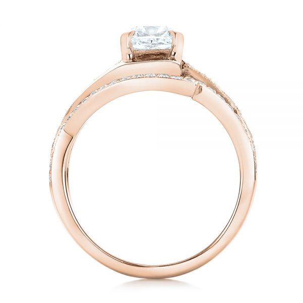 14k Rose Gold 14k Rose Gold Custom Interlocking Diamond Engagement Ring - Front View - 102177