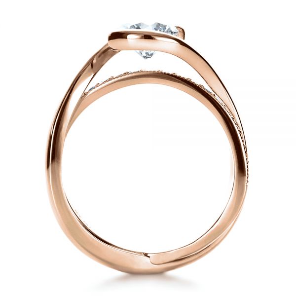 14k Rose Gold 14k Rose Gold Custom Interlocking Diamond Engagement Ring - Front View -  1169