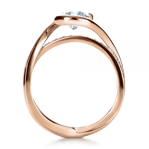 18k Rose Gold 18k Rose Gold Custom Interlocking Diamond Engagement Ring - Front View - 1169
