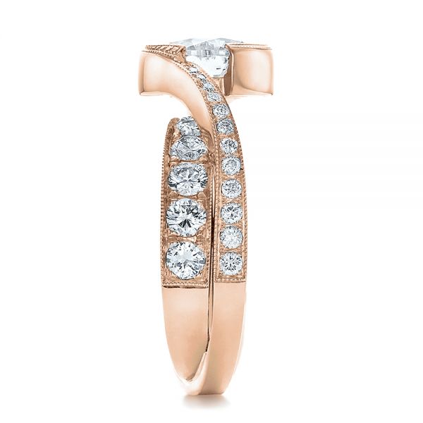 18k Rose Gold 18k Rose Gold Custom Interlocking Diamond Engagement Ring - Side View - 100615