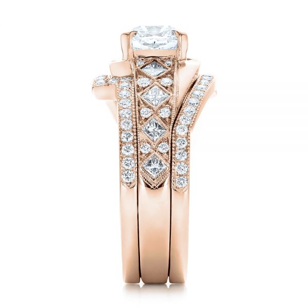 14k Rose Gold 14k Rose Gold Custom Interlocking Diamond Engagement Ring - Side View - 102177