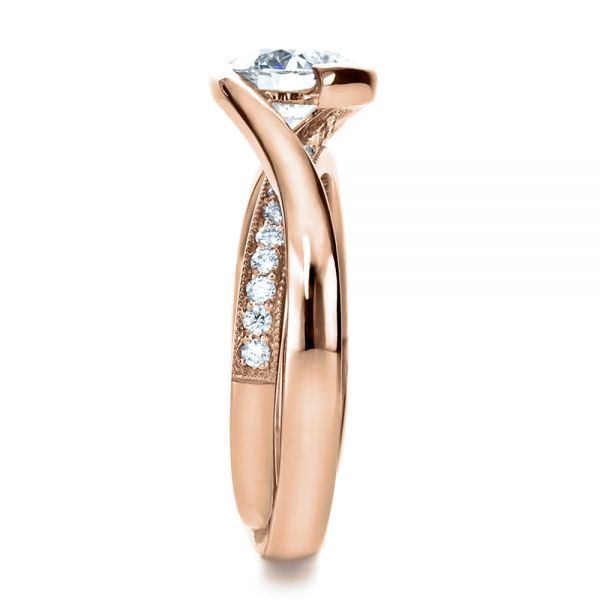 18k Rose Gold 18k Rose Gold Custom Interlocking Diamond Engagement Ring - Side View - 1169