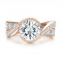 18k Rose Gold 18k Rose Gold Custom Interlocking Diamond Engagement Ring - Top View -  100615 - Thumbnail