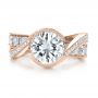 14k Rose Gold 14k Rose Gold Custom Interlocking Diamond Engagement Ring - Top View -  100615 - Thumbnail