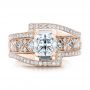 18k Rose Gold 18k Rose Gold Custom Interlocking Diamond Engagement Ring - Top View -  102177 - Thumbnail