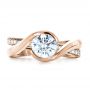 14k Rose Gold 14k Rose Gold Custom Interlocking Diamond Engagement Ring - Top View -  1169 - Thumbnail