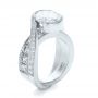 18k White Gold 18k White Gold Custom Interlocking Diamond Engagement Ring - Three-Quarter View -  100615 - Thumbnail