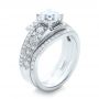 14k White Gold Custom Interlocking Diamond Engagement Ring - Three-Quarter View -  102177 - Thumbnail