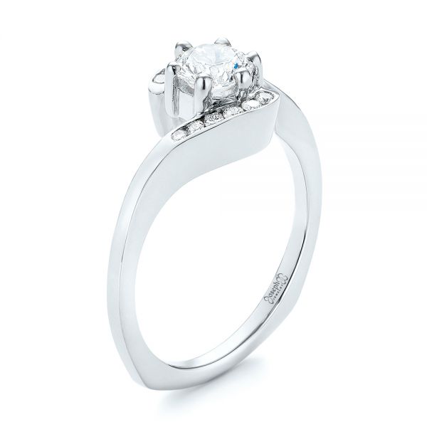 18k White Gold 18k White Gold Custom Interlocking Diamond Engagement Ring - Three-Quarter View -  103441