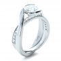  Platinum Custom Interlocking Diamond Engagement Ring - Three-Quarter View -  1169 - Thumbnail
