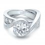 18k White Gold 18k White Gold Custom Interlocking Diamond Engagement Ring - Flat View -  100615 - Thumbnail