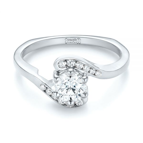 18k White Gold 18k White Gold Custom Interlocking Diamond Engagement Ring - Flat View -  103441