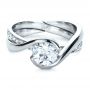 18k White Gold 18k White Gold Custom Interlocking Diamond Engagement Ring - Flat View -  1169 - Thumbnail