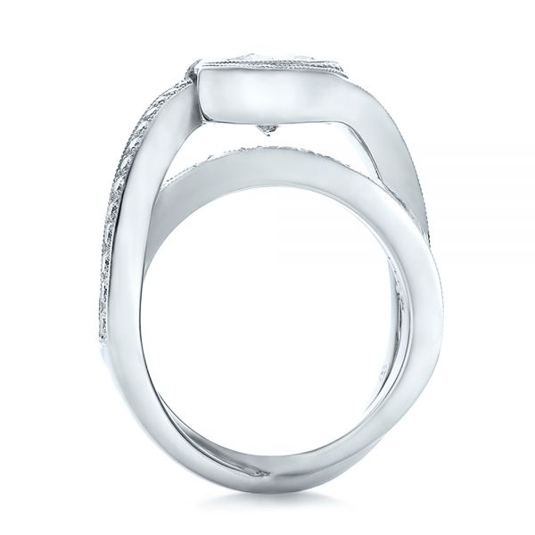 18k White Gold 18k White Gold Custom Interlocking Diamond Engagement Ring - Front View -  100615