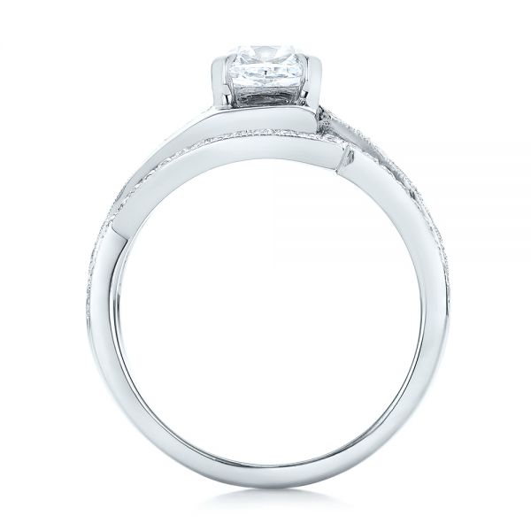 14k White Gold Custom Interlocking Diamond Engagement Ring - Front View -  102177