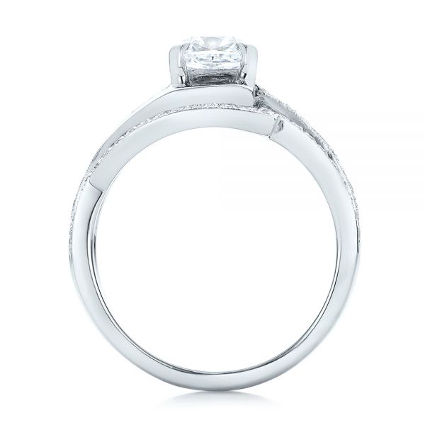 14k White Gold Custom Interlocking Diamond Engagement Ring - Front View - 102177