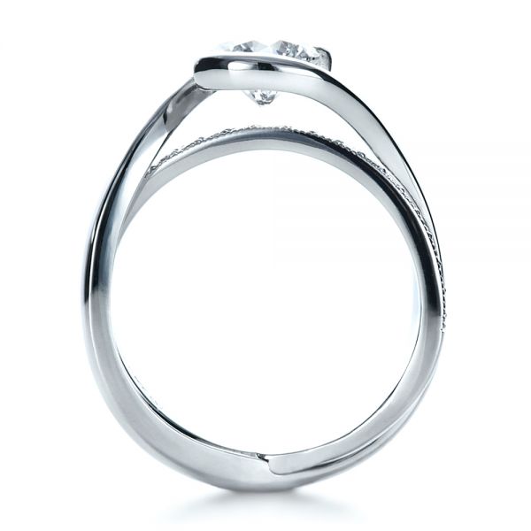 14k White Gold 14k White Gold Custom Interlocking Diamond Engagement Ring - Front View -  1169