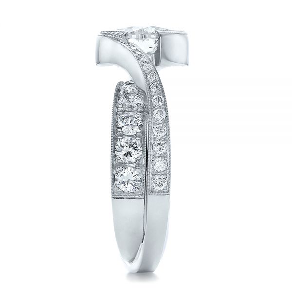 18k White Gold 18k White Gold Custom Interlocking Diamond Engagement Ring - Side View -  100615