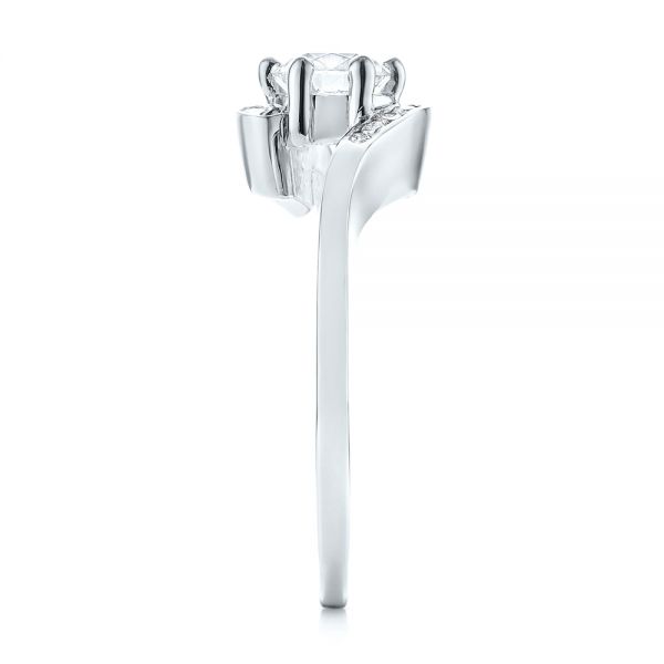 18k White Gold 18k White Gold Custom Interlocking Diamond Engagement Ring - Side View -  103441