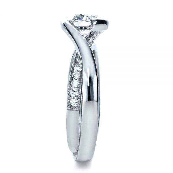  Platinum Custom Interlocking Diamond Engagement Ring - Side View -  1169