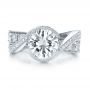 14k White Gold Custom Interlocking Diamond Engagement Ring - Top View -  100615 - Thumbnail
