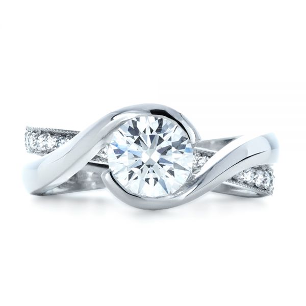  Platinum Custom Interlocking Diamond Engagement Ring - Top View -  1169