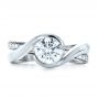  Platinum Custom Interlocking Diamond Engagement Ring - Top View -  1169 - Thumbnail