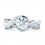  Platinum Custom Interlocking Diamond Engagement Ring - Top View -  1169 - Thumbnail