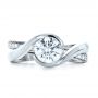 14k White Gold 14k White Gold Custom Interlocking Diamond Engagement Ring - Top View -  1169 - Thumbnail