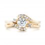 14k Yellow Gold Custom Interlocking Diamond Engagement Ring - Three-Quarter View -  103441 - Thumbnail