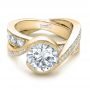 14k Yellow Gold 14k Yellow Gold Custom Interlocking Diamond Engagement Ring - Flat View -  100615 - Thumbnail