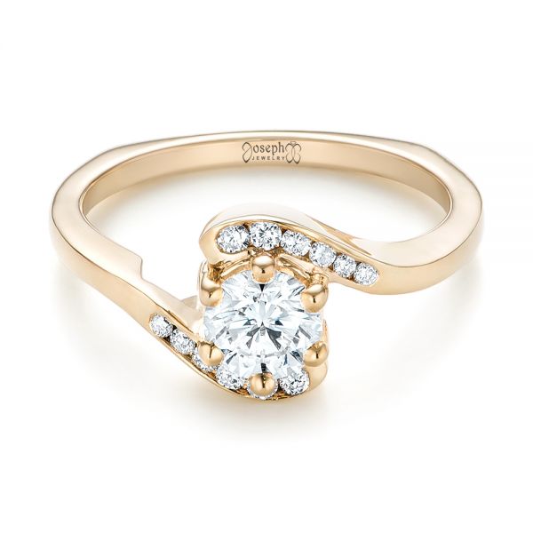 18k Yellow Gold 18k Yellow Gold Custom Interlocking Diamond Engagement Ring - Flat View -  103441