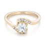 14k Yellow Gold Custom Interlocking Diamond Engagement Ring - Flat View -  103441 - Thumbnail